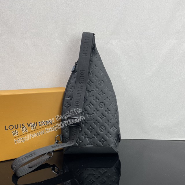 Lv路易威登2023專櫃新款Duo單肩包 LV黑色全皮壓花男士單肩斜挎胸包 M21890 ydh5078